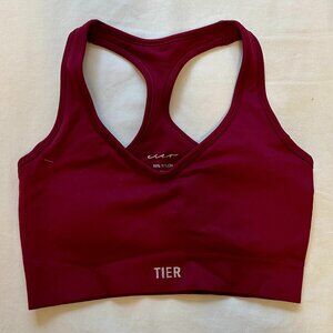 Tier Activewear Zena Racerback Bra – Merlot, Size S (Like New)